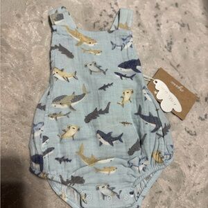Angel Dear Blue Shark Print One Piece